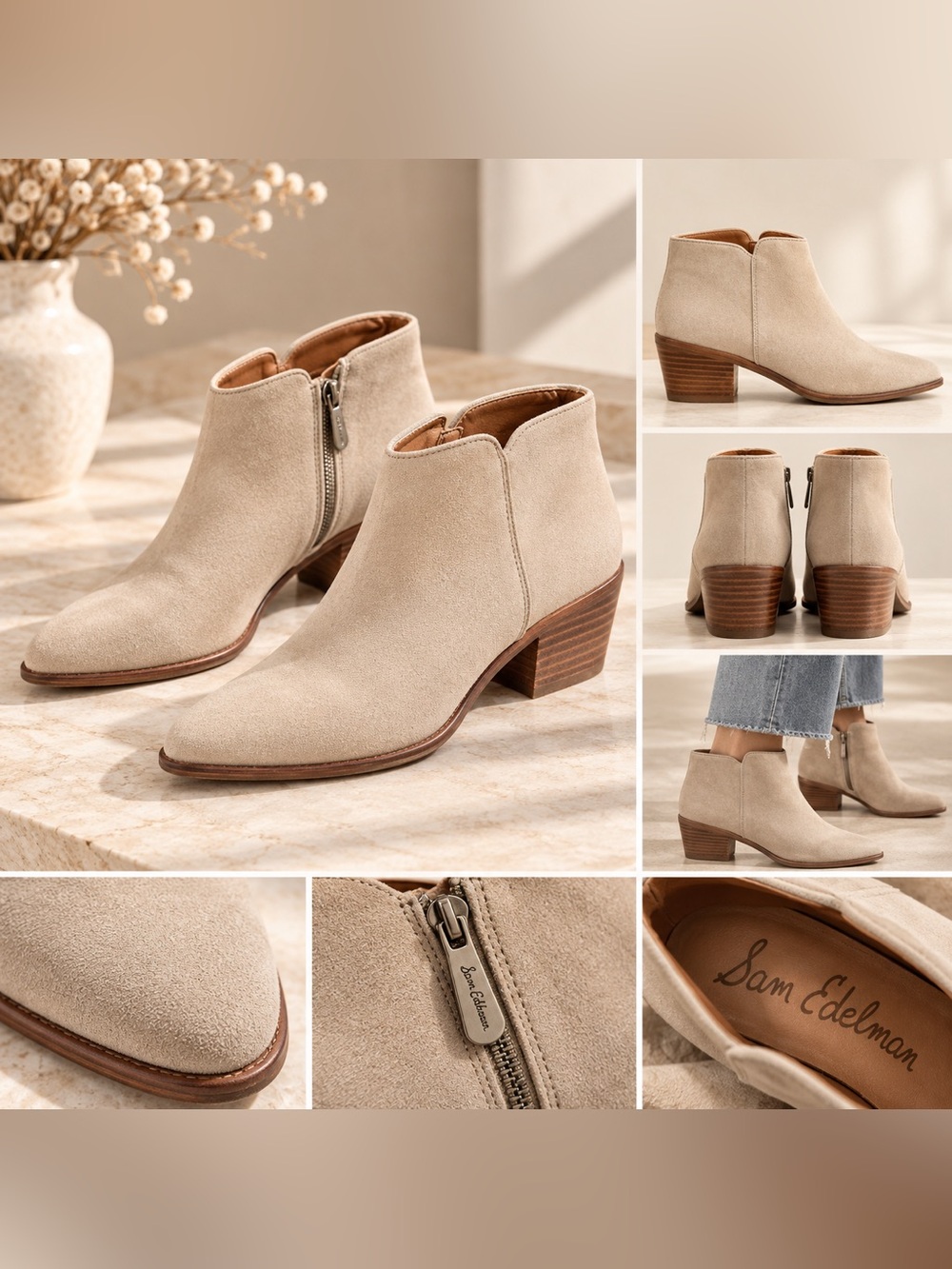 Sam Edelman Taupe Suede Ankle Booties